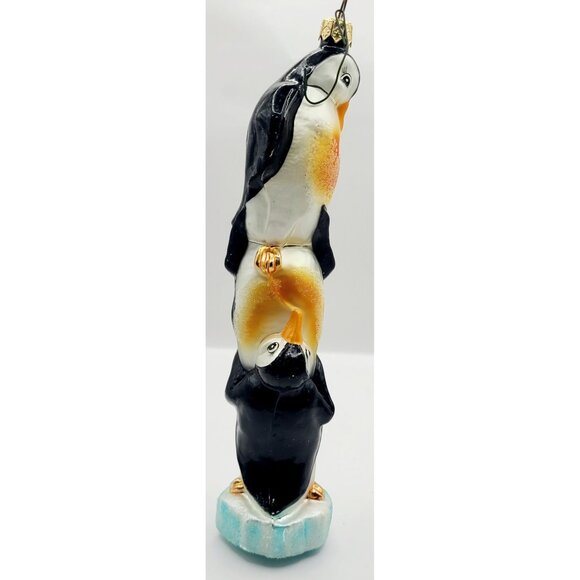 Radko ARTIC ANTIC Stack 3 Penguins Totem Glass Christmas Ornament 9” - Picture 4 of 9